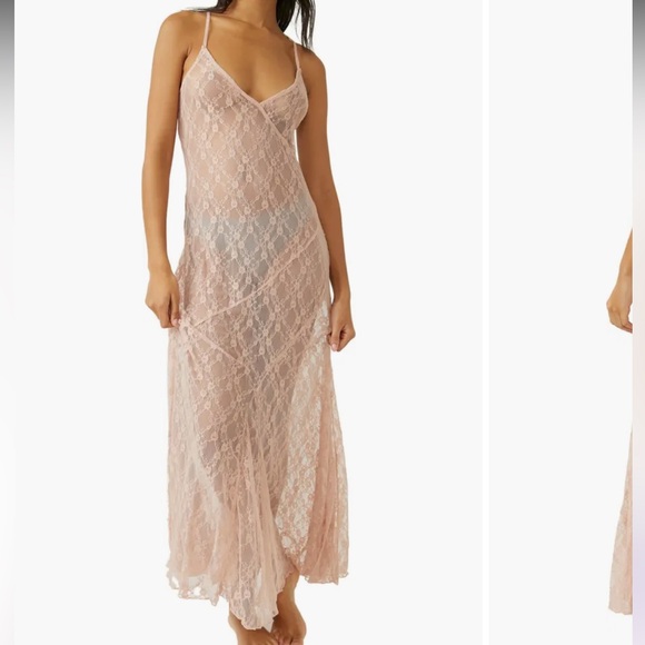 NWT Free People “A Little Lace” Sheer Nightgown - Picture 1 of 8